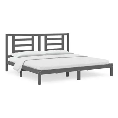 vidaXL Solid Wood Pine Bed Frame Grey 200x200 cm Wooden Bedstead Bed Base