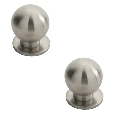 2x Small Solid Ball Cupboard Door Knob 30mm Dia Stainless Steel Cabinet Handle