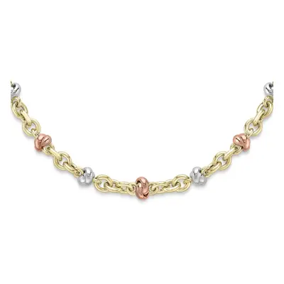 (17) Jewelco London 9ct Tri-Colour Gold Knot Motif Necklace Bracelet