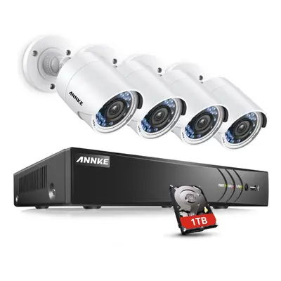 ANNKE Channels 1080P HD-TVI Security Camera System with 1TB Professional Surveillance HDD and 4x