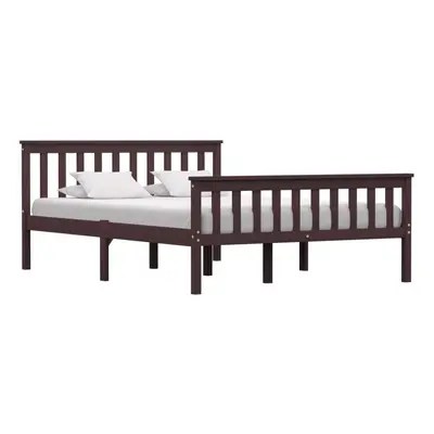 vidaXL Solid Pine Wood Bed Frame Dark Brown 140cm Double Wooden Bed Furniture