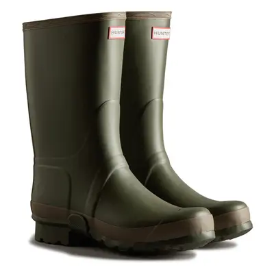 (10 UK, Dark Olive/Clay) Hunter Mens Gardener Waterproof Wellington Boots