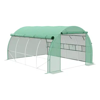 Outsunny x x m Polytunnel Greenhouse Pollytunnel Tent Steel Frame Green