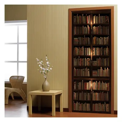 3D Door Wall Sticker Self Adhesive Retro Bookshelf Decal Home Art Decor