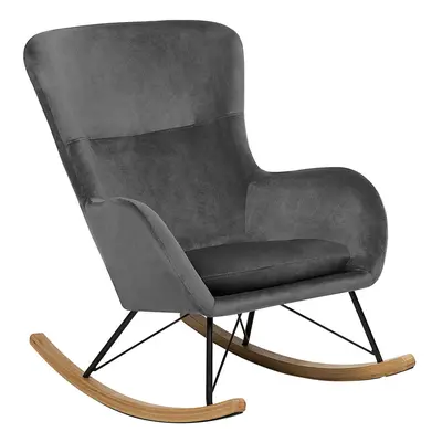 Rocking Chair ELLAN Velvet Dark Grey