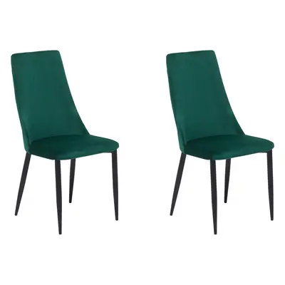 Set of Dining Chairs CLAYTON Velvet Emerald Green