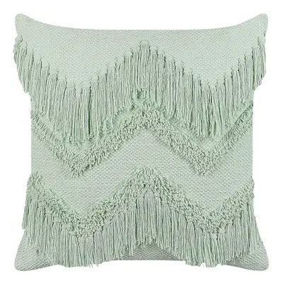 Cotton Cushion with Tassels x cm Light Green BACOPA