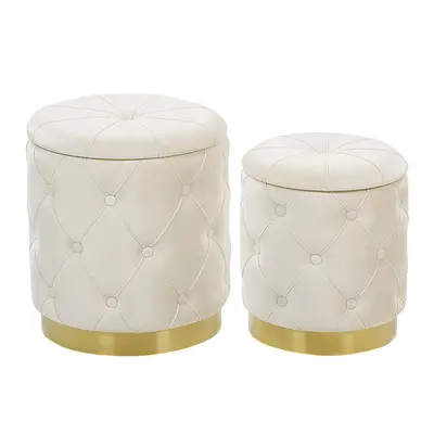 Pouffe PUEBLO Set of White Velvet