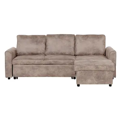 Corner Sofa NESNA Faux Leather Brown Left Hand