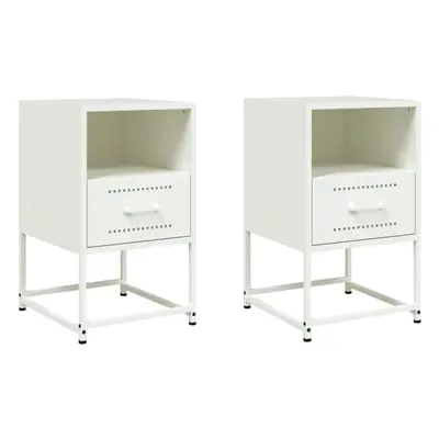 (white, pcs) vidaXL Bedside Cabinet Nightstand Side Table Bed Cabinet Bed Table White Steel