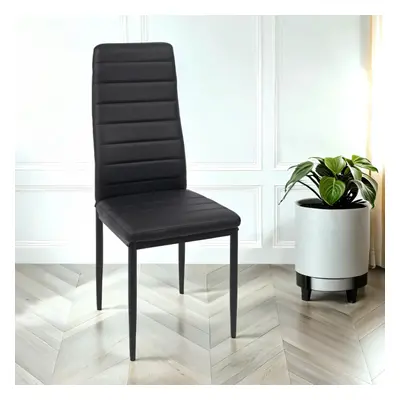 Verona Faux Leather Dining Chair In Black With Black Legs