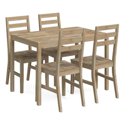 (5 piece) vidaXL Solid Wood Acacia Dining Set Table Outdoor Dinette Chair 5/7 Piece