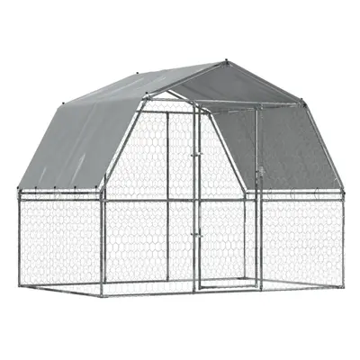 vidaXL Dog Cage with Roof and Door Dog Kennel Playpen Silver Galvanised Steel