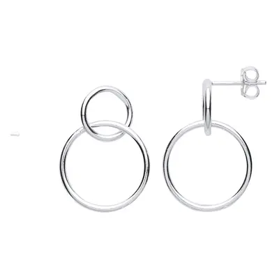 Jewelco London Ladies Sterling Silver Magic Chinese Linking Rings Drop Earrings - GVE772