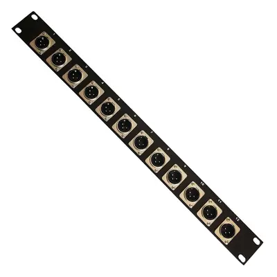 12 Port XLR Patch Panel 1U Rack Pin Male Audio Connector Chassis Plugs