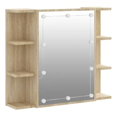 (Sonoma oak) vidaXL Mirror Cabinet with LED Washroom Storage Cabinet Bathroom Vanity Unit