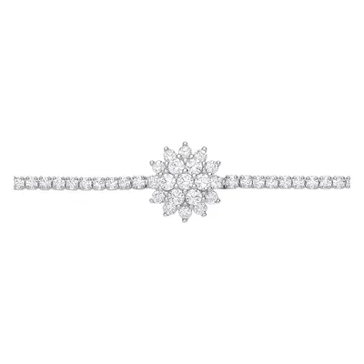 Jewelco London Ladies Rhodium Plated Sterling Silver CZ Supernova Cluster Tennis Bracelet 6.5 + 