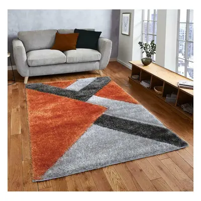 (Orange-Grey, x cm) Modern Shaggy Hallway Runner Living Room NOVA Rugs