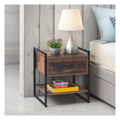 Abbey Bedside Cabinet Bedroom Furniture Nightstand Table Drawer Rustic Urban