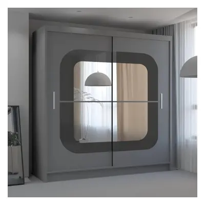 (Grey, 150cm) MN FURNITURE Chelsee Sliding Mirror Door Wardrobe