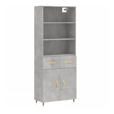 (concrete grey, doors drawers) vidaXL Highboard Sideboard Storage Cabinet High Gloss White Engin