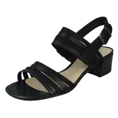 (Black, UK 7) Ladies Clarks Heeled Slingback Sandals Caroleigh Bess