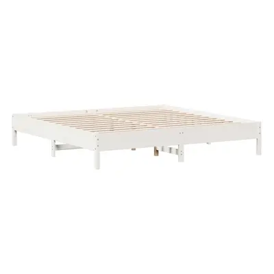 vidaXL Bed Frame Bad Base White 180x200 cm Super King Size Solid Wood Pine