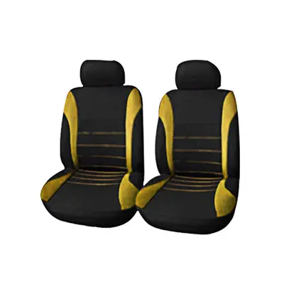 (Yellow) Pack Universal Car Seat Cover Set Front Rear Head Rests Full Set Auto Cover