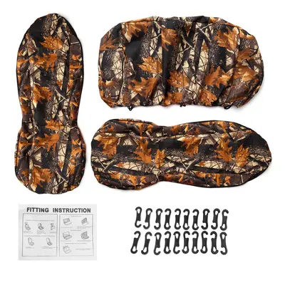 (Grey) Universal Front + Back Camouflage Design Car Seat Covers Full Sets Protect Mat