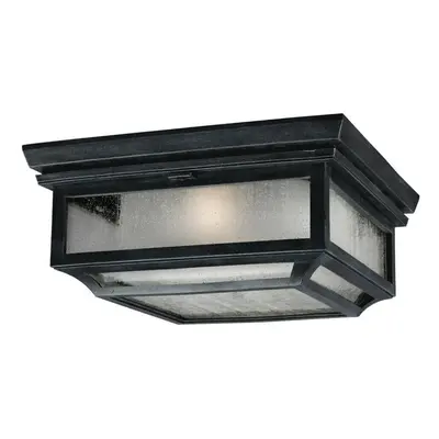 Outdoor IP44 Bulb Flush Light Dark Weathered Zinc LED E27 75W