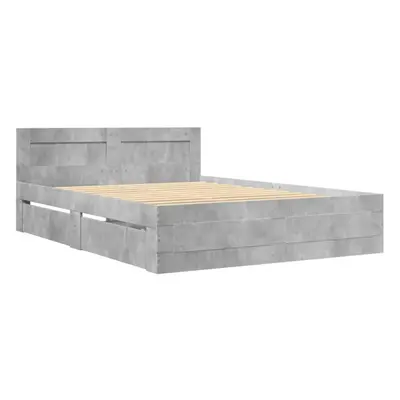 vidaXL Bed Frame with Headboard Concrete Grey Small Double Engineered Wood