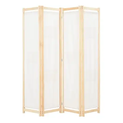 vidaXL 4-Panel Room Divider Cream 160x170cm Fabric Privacy Screen Partition