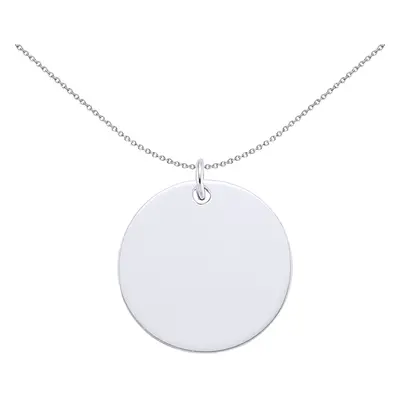 Jewelco London Ladies Sterling Silver 25mm Disc Medallion Charm Necklace inch - GVP288-25MM