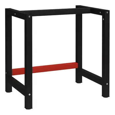 vidaXL Work Bench Frame Metal 80x57x79 cm Black and Red Heavy Duty Furniture