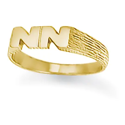 (J) Jewelco London Unisex Solid 9ct Yellow Gold Personalised Identity Barked Initial Ring