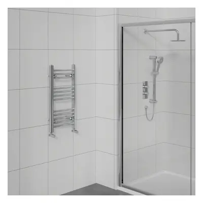 WarmeHaus Curved Heated Towel Rail Bathroom Ladder Radiator Central Heating Chrome 700x400mm