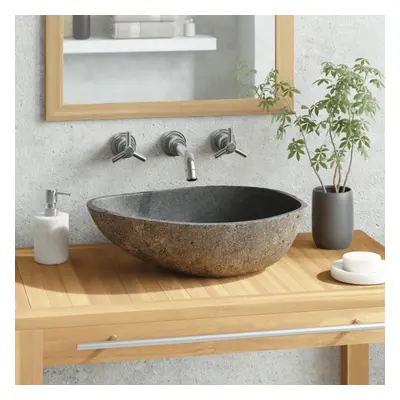 vidaXL Basin River Stone Sink Basin Washing Bowl Toilet Bathroom Basin Oval