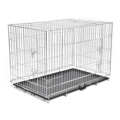 vidaXL Foldable Dog Bench Metal Pet Transport Travel Carrier Crate Cage