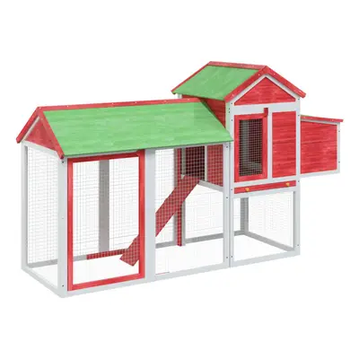 (red) vidaXL Chicken Coop Wooden Animal Cage Chicken House Enclosure Solid Wood Pine