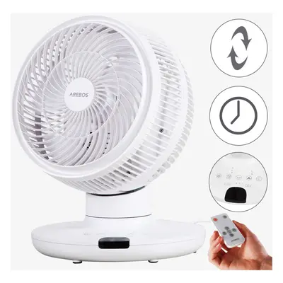 AREBOS table fan with timer | 55W | 3D oscillation | fan with speed levels | incl. night mode & 