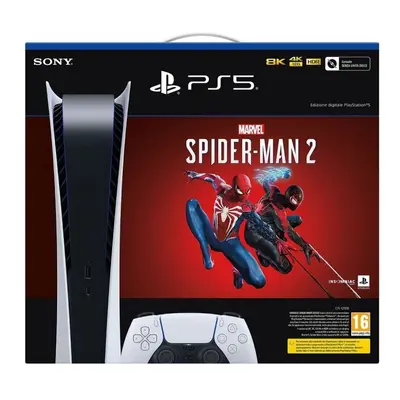 PS5 Console 825GB Digital Ed. White + Spider Man