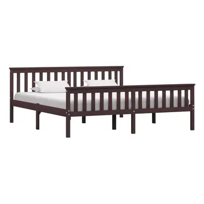 vidaXL Bed Frame Home Bed Base Dark Brown Solid Pinewood 180x200 cm Super King