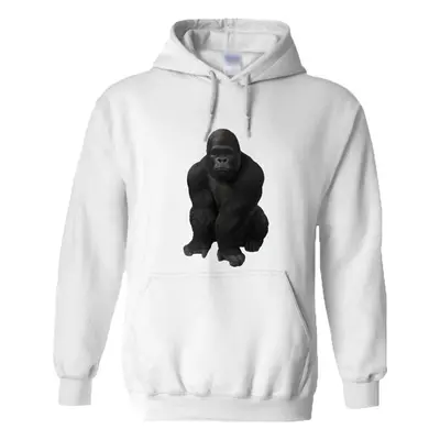 (3XL) Cool Gorilla Animal Jungle Design Mens White Hoodie Hooded Sweat Sweater