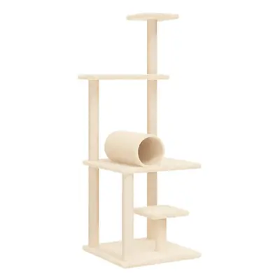 (cream) vidaXL Cat Tree with Sisal Scratching Posts Cat Scratch Tower Climbing Tree