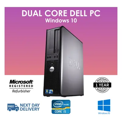 DELL Dual Core Desktop Tower 1TB, 8Gb Memory, Windows 10, WIFI