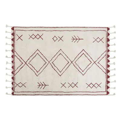 Cotton Area Rug x cm White and Red KENITRA