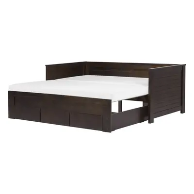 Bed with Storage Drawers Wood CAHORS x cm (EU Single) Dark Brown