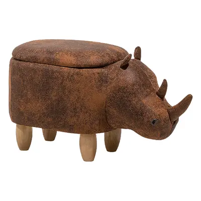 Stool RHINO Light Brown Faux Leather