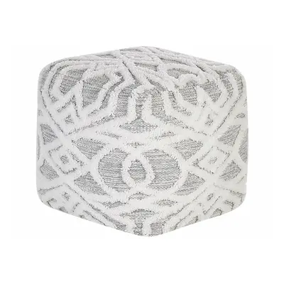 Cotton Pouffe x cm White and Grey BHILWARA