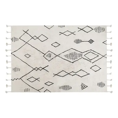 Cotton Area Rug x cm Black and White KEBIR